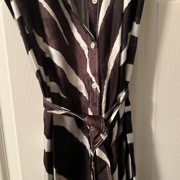 Chocolate Brown Animal Strip Print Silk Maxi Dress 👗 - Picture 3 of 8